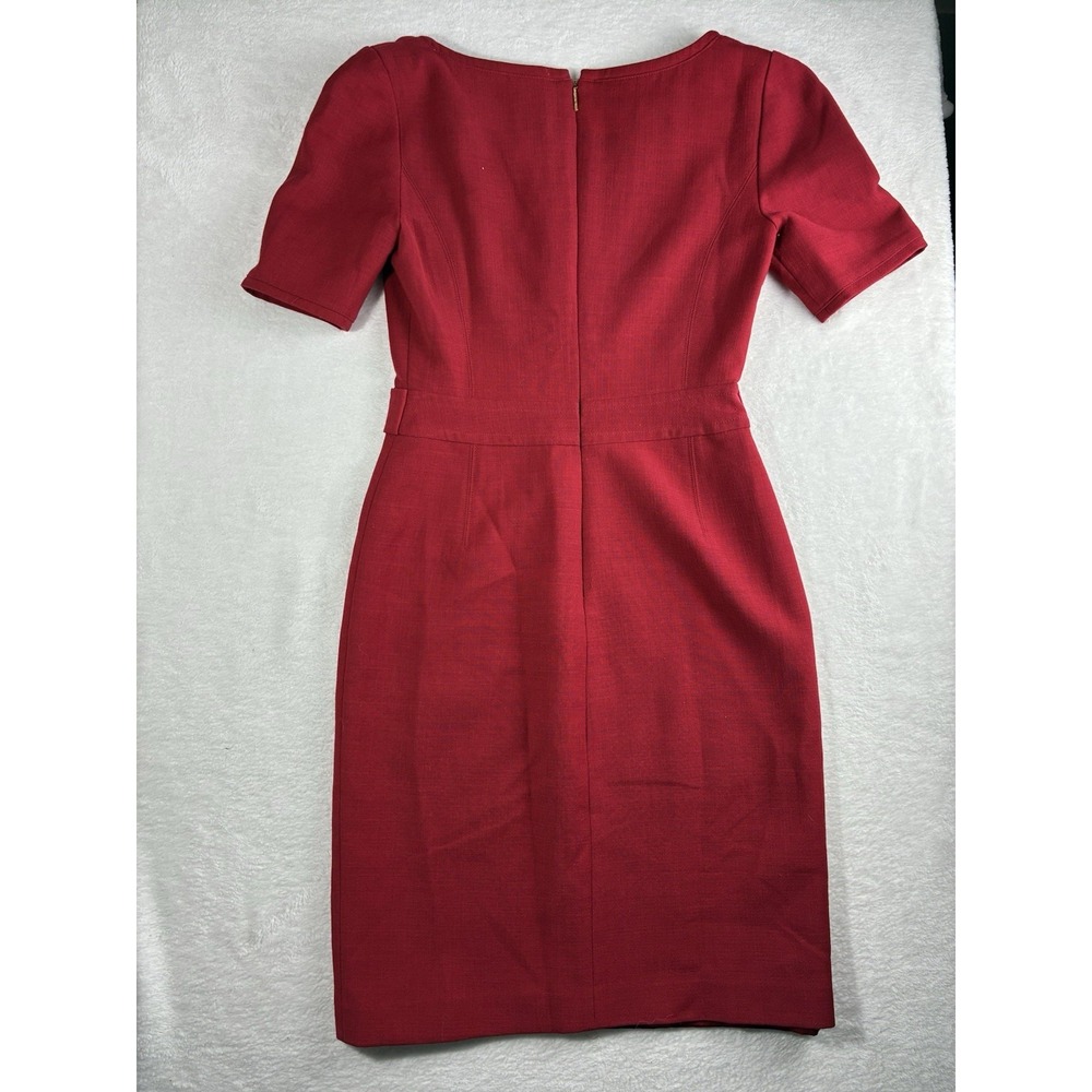 Tory Burch Lydia Sheath Dress Womens 2 Red V-Neck Short Sleeve Work Office Midi - Picture 4 of 11